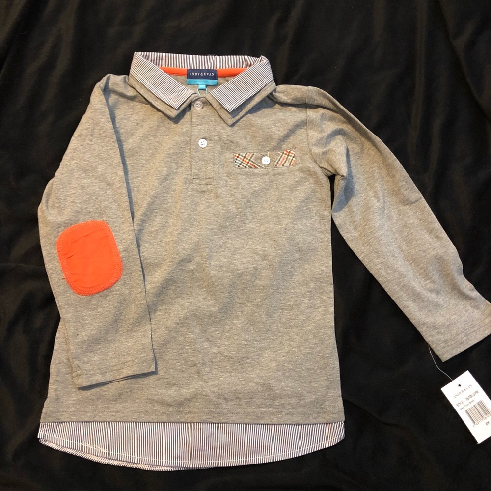 Andy & Evan Boys Gray Collared Shirt NWT